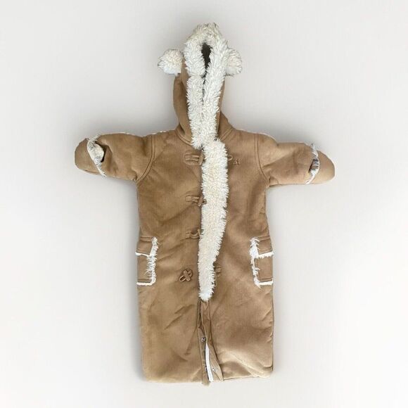 GAP Other - Baby Gap Faux Suede One Piece Bear Ears Button Sz 3-6 Months EUC‎ Bunting Sherpa
